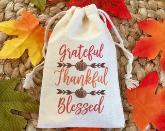Thanksgiving Favor Bags Friends Pilgrims Indians Turkey Treat Favor Bags Cotton Mini Totes Children Kids Guests Favor Treat Gift Bags