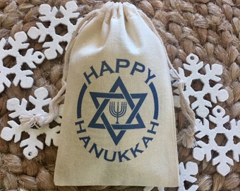 Set of 10 Personalized Hanukkah Favor Bags / Holiday Gift Bags / Happy Hanukkah (Item 1736A)