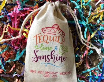 Set of 10 Tequila Lime & Sunshine Mexican Theme Fiesta Party Favor Bags - Fiesta Bachelorette (Item 1865A)