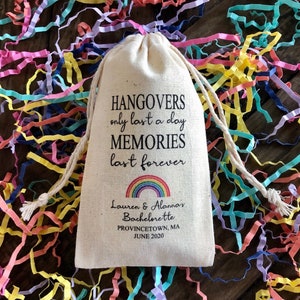 Set of 10 Rainbow Theme Hangover Kit / Recovery Kit / Hangovers Only Last a Day, Memories Last Forever  (Item 2088A)