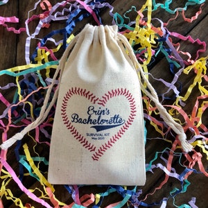 Set of 10 Baseball Theme Bachelorette Survival Kit Bags -Party Hangover Kit (Item 2084A)
