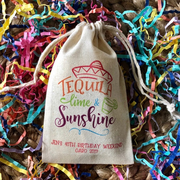 Set of 10 Tequila Lime & Sunshine Mexican Theme Fiesta Party Favor Bags - Fiesta Bachelorette (Item 1865A)