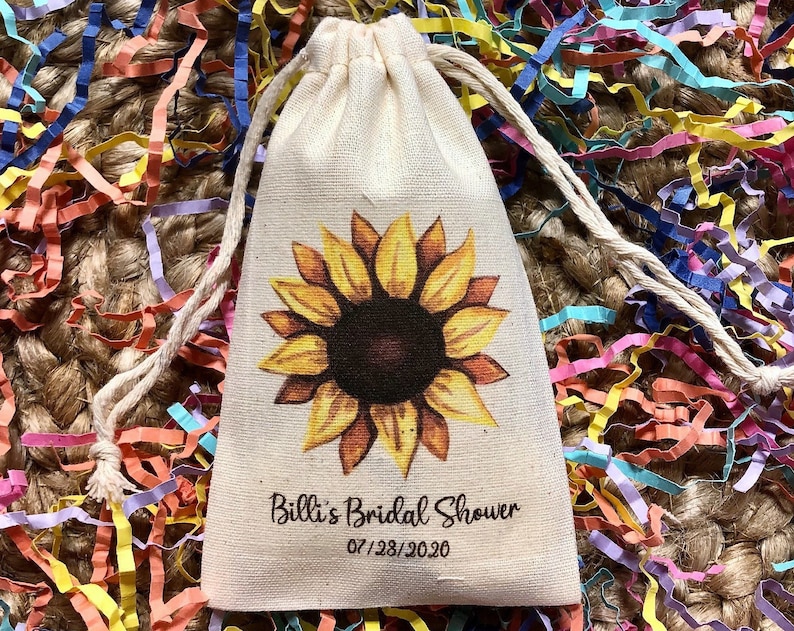 Set of 10 Sunflower Theme Farmhouse Rustic Outdoor Garden Wedding or Bridal Shower Party Favor Bags (Item 2135A)