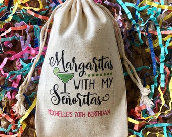 Set of 10 Margaritas with My Senoritas Mexican Theme Fiesta Party Favor Bags - Fiesta Bachelorette (Item 1841A)