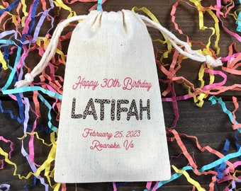 Set of 10 Cheetah Print Party Favor Bags / Personalized Muslin Cotton Bags (Item 2561A)