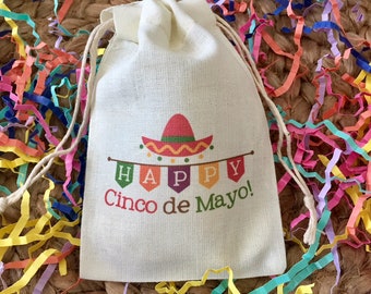 Set of 10 Happy Cinco de Mayo Party Favor Bags (Item 1444A)