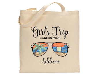 Personalized Tropical Beach Tote Bag: Girls Trip, Bachelorette Party