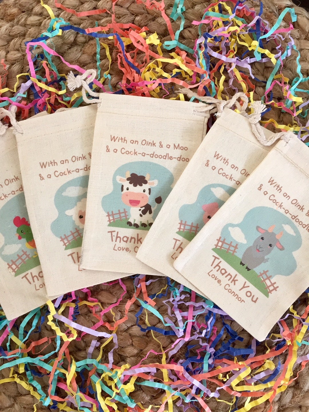 Set of 10 Farm Animal Party Favor Bags / With an Oink and A Moo & a ...