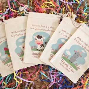 Set of 10 Farm Animal Party Favor Bags / With an Oink and A Moo & a ...