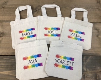 Set of 5 Personalized Art Paint Party Favor Tote Bags (Item 2488E)