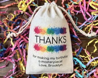 Set of 10 Art Theme Painting Party Favor Bags - Paint Splatter Personalized Favors (Item 2488A)