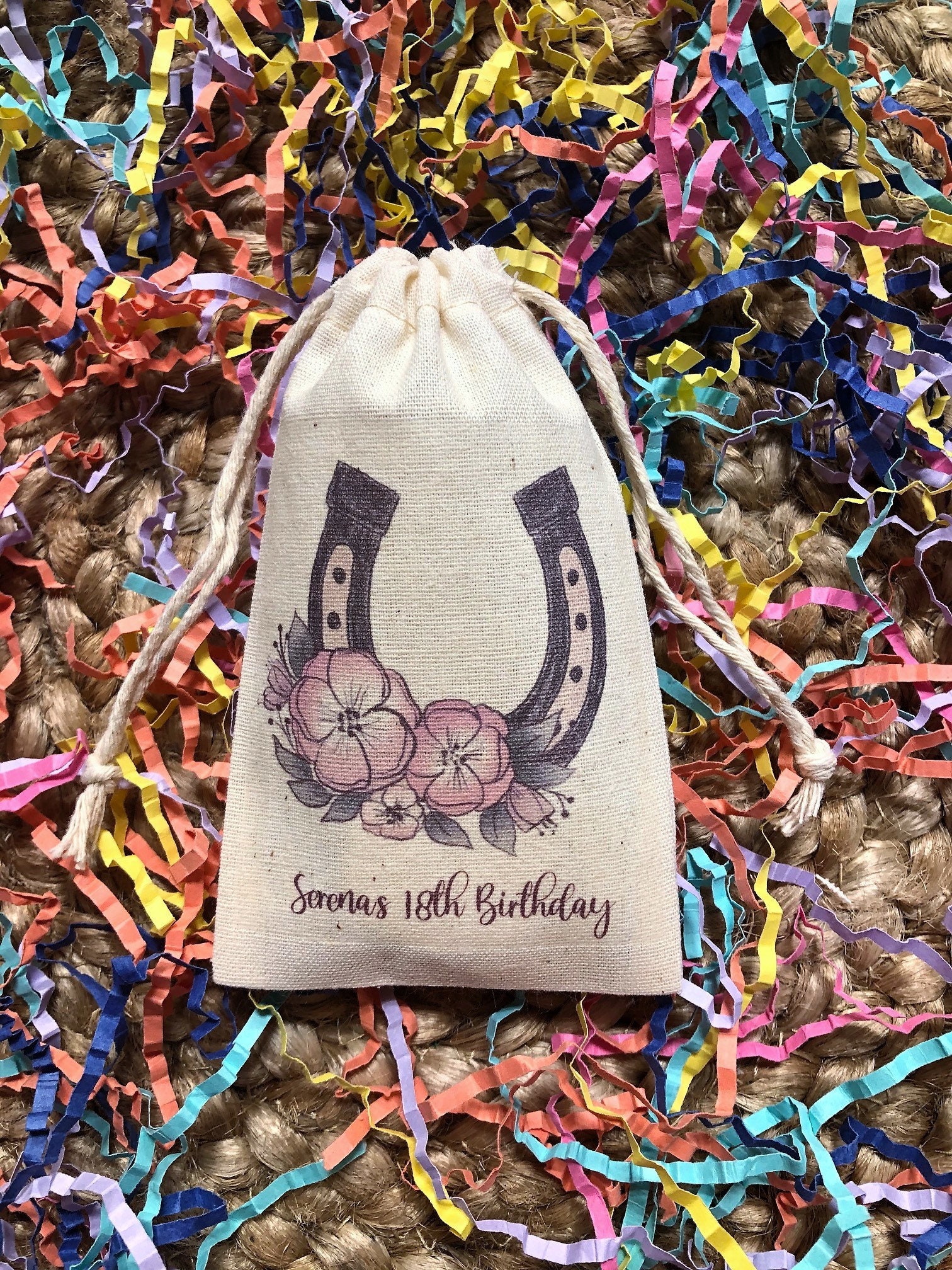 Set of 10 Floral Horseshoe Horse Theme Party Favor Bags item Etsy