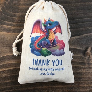 Set of 10 Personalized Rainbow Dragon Party Favor Treat Bags (Item 2582A)