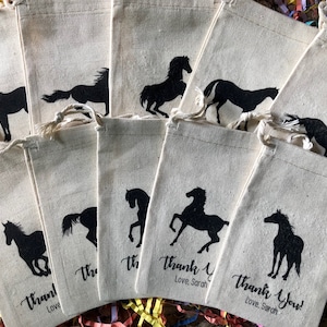 Set of 10 Personalized Horse Favor Bags Personalized Party Favor Bags Horse Party Theme Bags Horse Party Bags Birthday Theme Bags