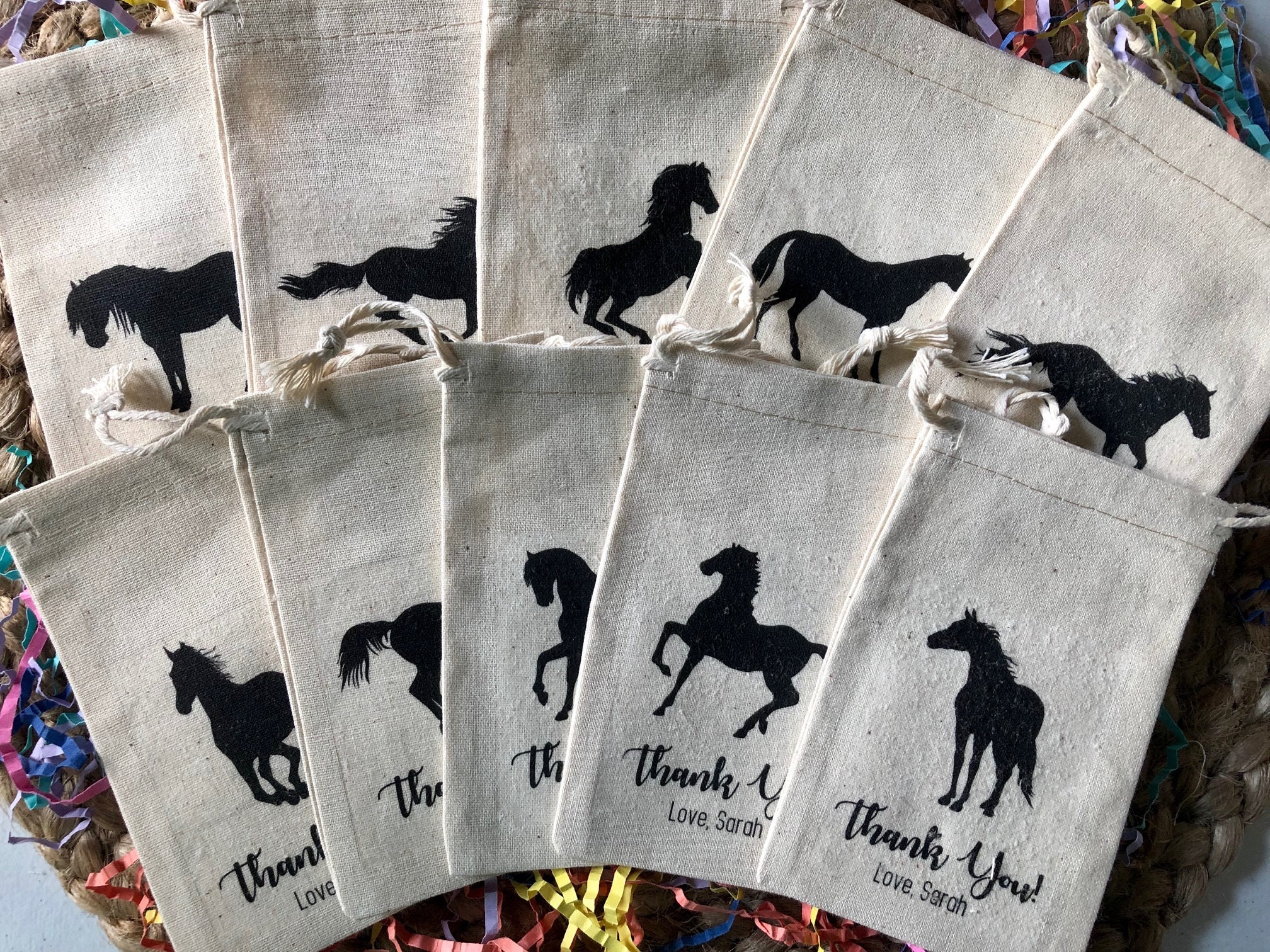 Set of 10 Personalized Horse Favor Bags Personalized Party Favor Bags ...