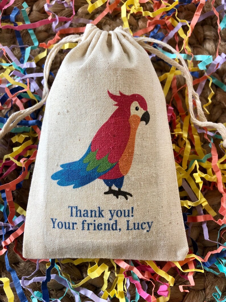 Hawaiian Luau Tropical Bird Party Favor Bags Item 1839A Assorted Parrot Party Favor Set of 10