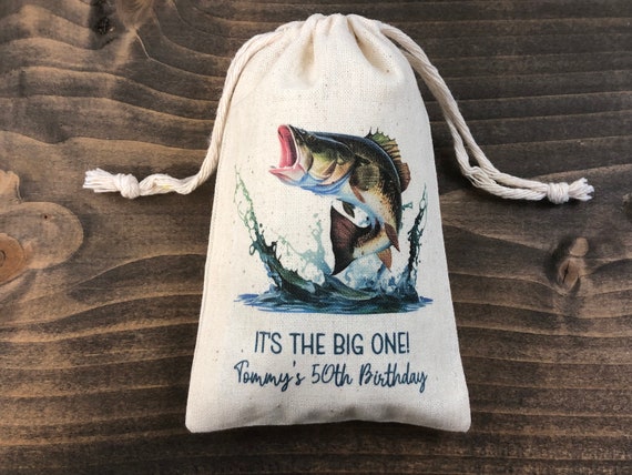 Set of 10 Personalized Bass Fishing Theme Party Favor Treat Bags
