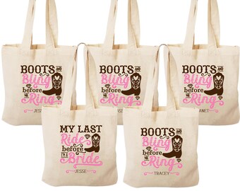 Personalized Nashville Bachelorette Cotton Tote Bag: Boots or Bling