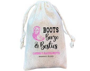 Nashville Bachelorette Party Favor Bags: Western Theme Cotton Gift Bags