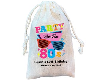 Cadeau de fête d'anniversaire et sac de cadeaux sur le thème des années 80