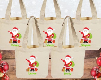 Set of 5 Personalized Christmas Tote Gift Bags (Item 1760E)