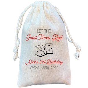Las Vegas Party Favor Bags: Cotton Hangover Kit, Birthday Bachelorette