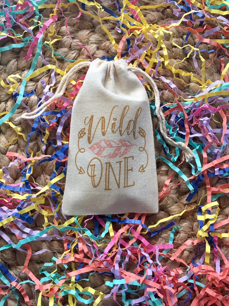 Set of 10 Personalized Favor Bags for First Birthday Etsy