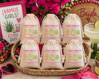 Mexican Fiesta Hangover Kit Bag: Tequila Bachelorette Party Favor