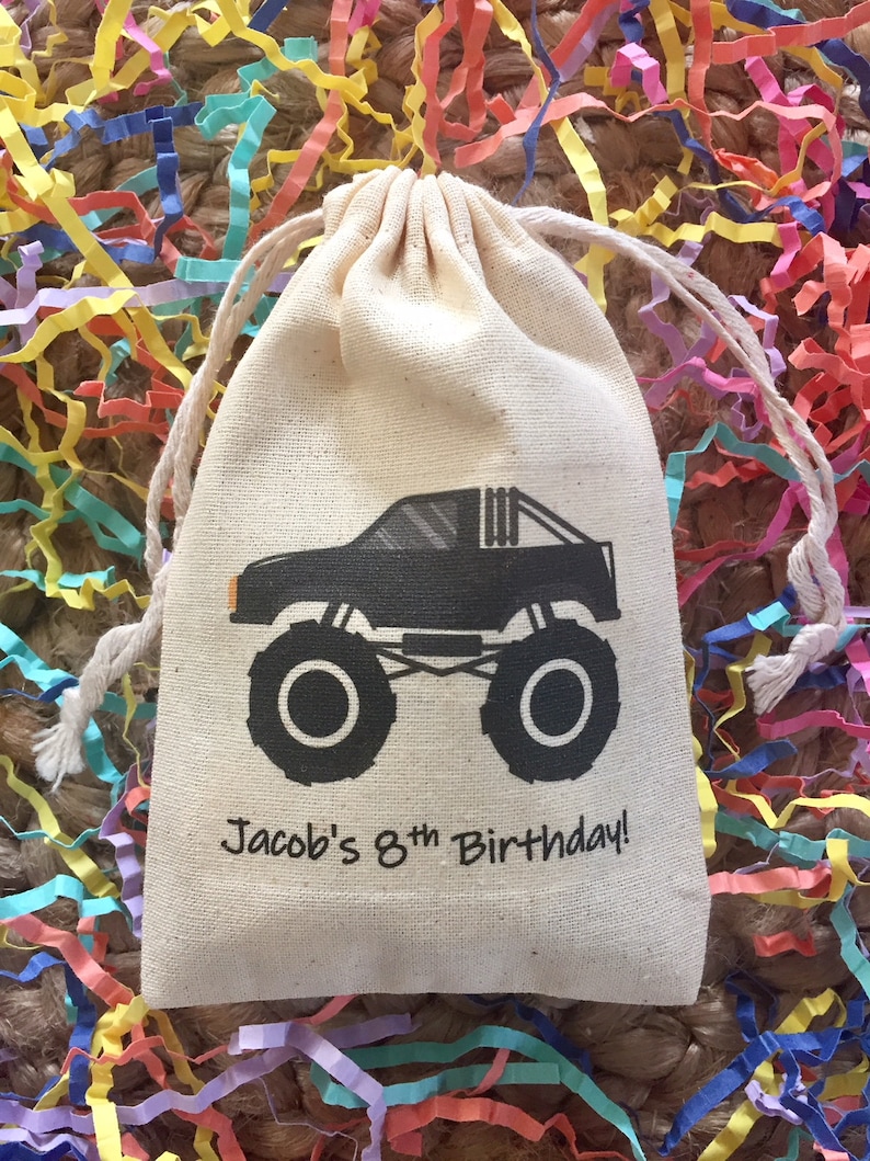 Monster Truck Party Favors
 Set of 10 Monster Truck Party Favors Custom Muslin Cotton