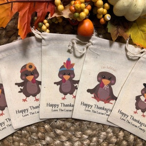Set of 10 Assorted Thanksgiving Turkey Kids Party Favor Treat Bags (Item 2138A)