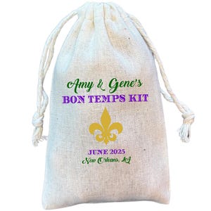 NOLA Wedding or Bachelorette Bon Temps Kit Gift and Favor Bags, New Orleans Hangover and Survival Bag (Item 2023A)