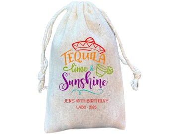 Tequila Lime Sunshine Fiesta Favor Bags: Mexican Theme Cotton Gift Bag