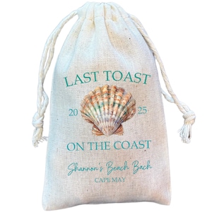 Beach Bachelorette Party Favor Bags: Seashell Cotton Gift Bags