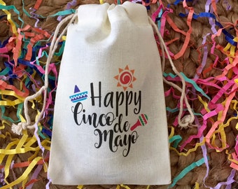 Set of 10 Happy Cinco de Mayo Party Favor Bags (Item 1445A)