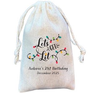 Let&#39;s Get Lit Cotton Favor Bags: Bachelorette, Birthday, Christmas