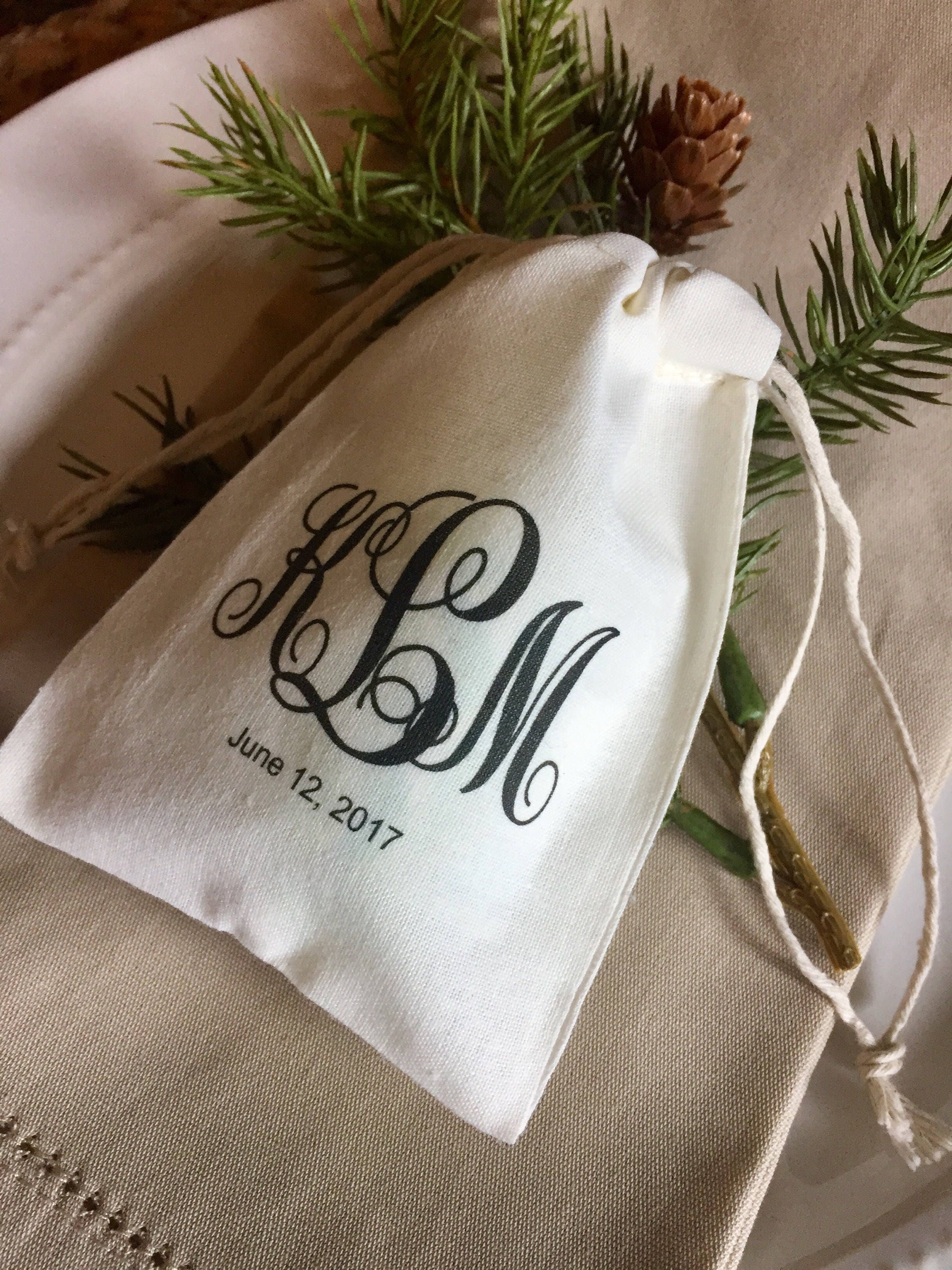 Set of 10 Monogram Wedding Favor Bags Personalized Custom Etsy