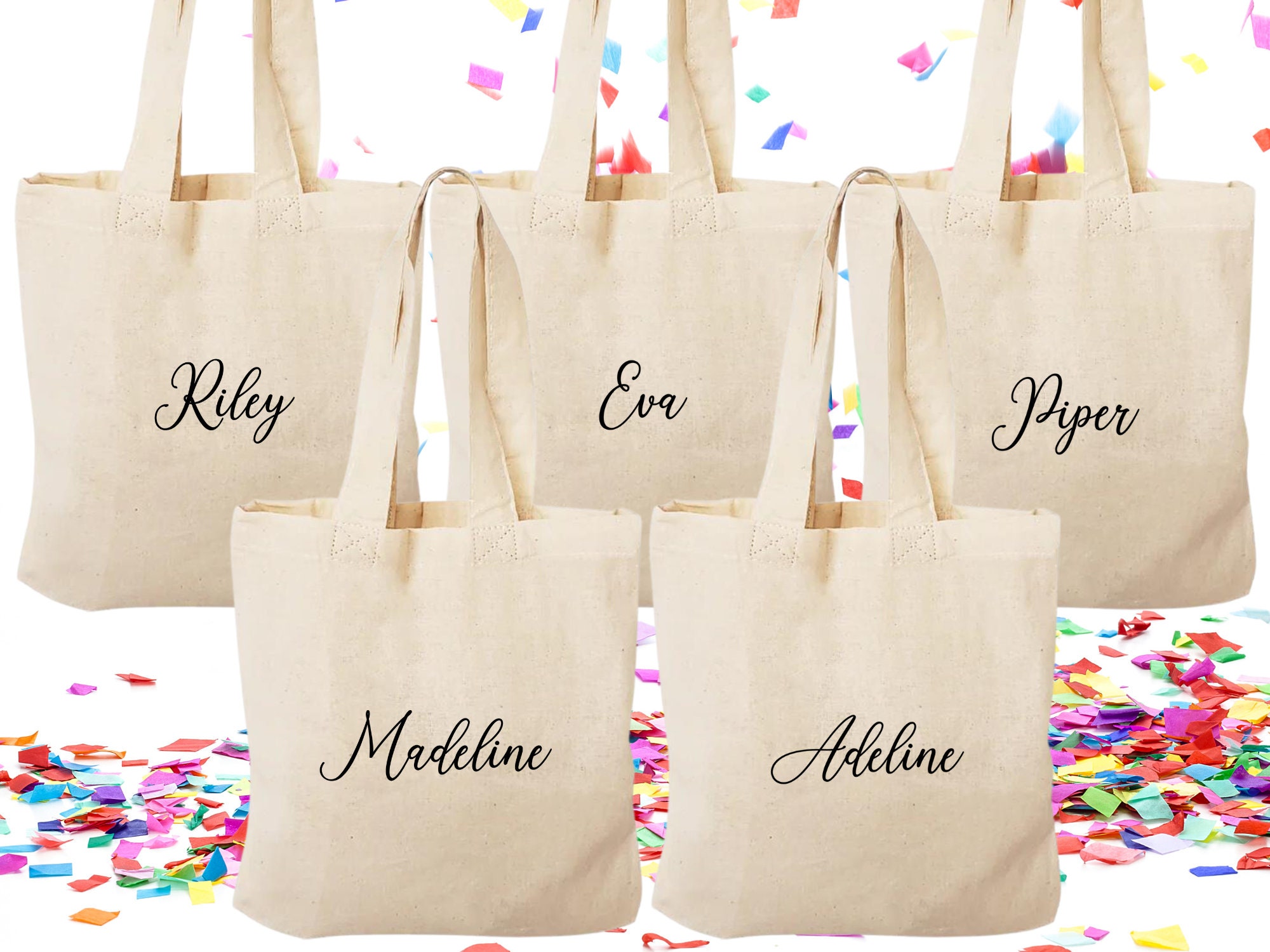 Set of 5 Personalized Minimalist Bachelorette or Wedding Party Favor Tote  Bags item 2621E - Etsy