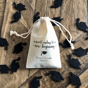 Set of 10 Personalized Graduation Party Favor Bags A Sweet Ending to a New Beginning Item 2161A image 3