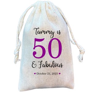 30th, 40th, 50th, 60th Birthday Party Favor and Gift Bags, 50 and Fabulous Personalized Goody Bag (Item 2017A)