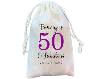 30th, 40th, 50th, 60th Birthday Party Favor and Gift Bags, 50 and Fabulous Personalized Goody Bag