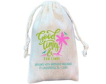 Tropical Favor Bag: Good Times & Tan Lines, Beach Party Goodie Bag