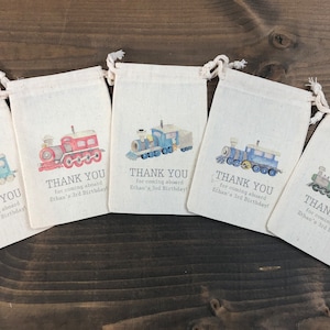 Set of 10 Watercolor Train Party Favor Bags (Item 2619A)