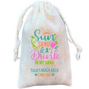 Sun Sand & A Drink In My Hand Beach Girls Trip Bachelorette Hangover Recovery Survival Kit Party Favor Gift and Favor Bags (Item 2626A)