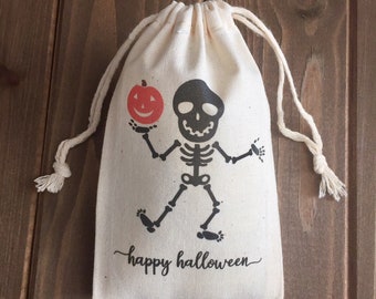 Set of 10 Halloween Party Favor Bags / Dancing Skeleton (Item 1623A)