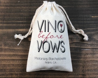 Set of 10 Wine Theme Bachelorette Party Survival Kit Favor Bags - Vino Before Vows (Item 2638A)