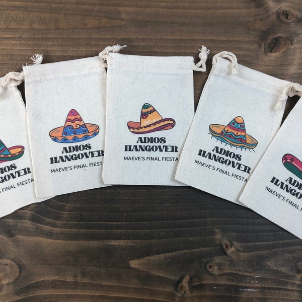 Set of 10 Adios Hangover Mexican Sombrero Fiesta Theme Recovery Kit Bags / Mexico Trip (Item 2632A)