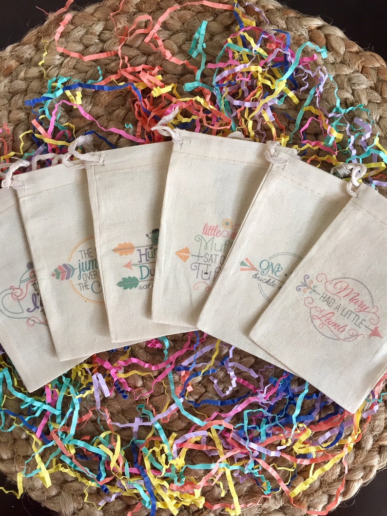 Item 1651A Nursery Rhyme Theme Favor Bags for Birthday Party or Baby Shower Set of 10
