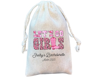 Bolsa de regalo de despedida de soltera estilo western: Bolsa de regalo de algodón "Let's Go Girls"