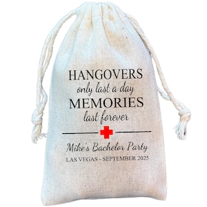 Birthday, Bachelorette, Bachelor Party Survival and Recovery Kit Favor Bags, Hangovers Only Last a Day, Memories Last Forever (Item 2009A)