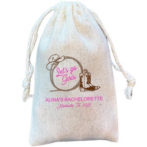 Western Bachelorette Favor Bags: Nashville Girls Trip Cotton Swag Bags